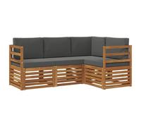 vidaXL Set divani 4 pcs Naturale e Antracite Legno di Acacia Massello, Divano da esterno, arredamento moderno, resistente lounge patio, sedute per giardino e terrazza