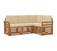 vidaXL Set divani 4 pcs Naturale e Beige Legno di Acacia Massello, Divano da esterno, arredamento moderno, resistente lounge patio, sedute per giardino e terrazza