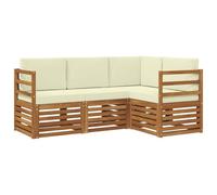 vidaXL Set divani 4 pcs Naturale e Crema Legno di Acacia Massello, Divano da esterno, arredamento moderno, resistente lounge patio, sedute per giardino e terrazza