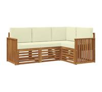 vidaXL Set divani 4 pcs Naturale e Crema Legno di Acacia Massello, Divano da esterno, arredamento moderno, resistente lounge patio, sedute per giardino e terrazza