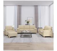vidaXL Set Divani 4 pz con Cuscini Crema in Tessuto