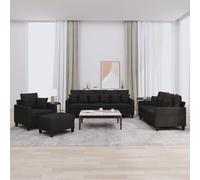 vidaXL Set Divani 4 pz con Cuscini Nero in Tessuto