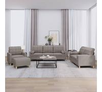 vidaXL Set Divani 4 pz con Cuscini Tortora in Tessuto