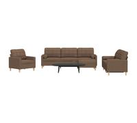 vidaXL Set Divani 4 pz con Poggiapiedi e Cuscini Marrone Tessuto
