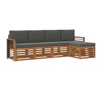 vidaXL Set divani 5 pcs Naturale e Antracite Legno di Acacia Massello, Divano moderno da giardino, set modulare per esterni, mobili in acacia, lounge minimalista, comodo vicino alla piscina