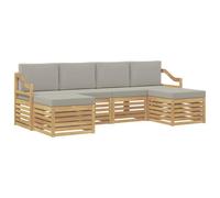 vidaXL Set divani 6 pcs Bianco e Grigio Chiaro 245 x 122,5 x 73 cm, Divano da giardino, moderno, comodo per esterni, set di mobili resistenti per terrazze