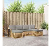 vidaXL Set divani 6 pcs Bianco e Grigio Chiaro 249 x 122,5 x 73 cm, Divano da giardino, moderno, comodo per esterni, set di mobili resistenti per terrazze