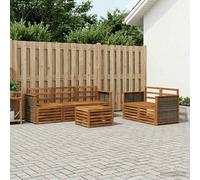 vidaXL Set divani 6 pcs Legno di Acacia Massello, Divano da giardino, resistente, mobile moderno per patio, set per rilassamento all'aperto, comfort nel terrazzo