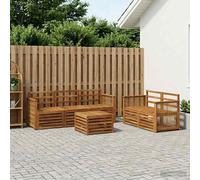 vidaXL Set divani 6 pcs Legno di Acacia Massello, Divano da giardino, resistente, mobile moderno per patio, set per rilassamento all'aperto, comfort nel terrazzo