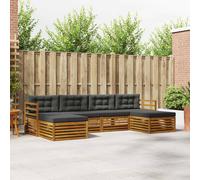 vidaXL Set divani 6 pcs Naturale e Antracite Legno di Acacia Massello, Divano in Legno di Acacia, Mobili Moderni per Esterni, Set Resistente per Patio e Giardino, Comfort per Poolside