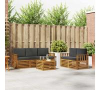 vidaXL Set divani 6 pcs Naturale e Antracite Legno di Acacia Massello