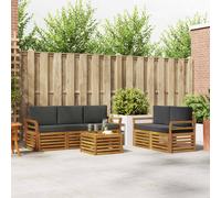vidaXL Set divani 6 pcs Naturale e Antracite Legno di Acacia Massello