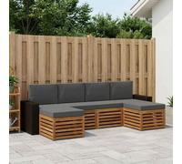 vidaXL Set divani 6 pcs Naturale e Antracite Legno di Acacia Massello, Divano da esterno, arredo giardino moderno, sezione robusta, lounge in terrazza, set per patio
