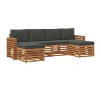 vidaXL Set divani 6 pcs Naturale e Antracite Legno di Acacia Massello, Divano da esterno, arredo giardino moderno, sezione robusta, lounge in terrazza, set per patio