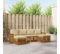 vidaXL Set divani 6 pcs Naturale e Beige Legno di Acacia Massello