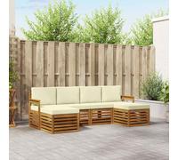 vidaXL Set divani 6 pcs Naturale e Crema Legno di Acacia Massello