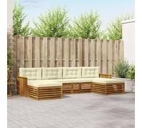 vidaXL Set divani 6 pcs Naturale e Crema Legno di Acacia Massello