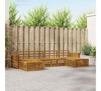 vidaXL Set divani 6 pcs Naturale Legno di Acacia Massello, Set di divani in legno di acacia, design modulare per esterni, comodi per il patio e giardino