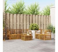 vidaXL Set divani 6 pcs Naturale Legno di Acacia Massello, Divano da giardino, resistente, mobile moderno per patio, set per rilassamento all'aperto, comfort nel terrazzo