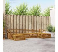 vidaXL Set divani 6 pcs Naturale Legno di Acacia Massello, Divano in Legno di Acacia, Mobili Moderni per Esterni, Set Resistente per Patio e Giardino, Comfort per Poolside