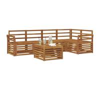 vidaXL Set divani 6 pcs Naturale Legno di Acacia Massello, Divano moderno da esterno, set comodo per giardino, patio e terrazza, arredo resistente e alla moda