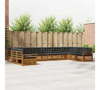 vidaXL Set divani 7 pcs Naturale e Antracite Legno di Acacia Massello, Divano Giardino Moderno, Set Lounge Resistente per Patio, Comodo per il Tuo Terrazzo e Stile
