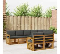 vidaXL Set divani 8 pcs Naturale e Antracite Legno di Acacia Massello, Divano da giardino, bella seduta outdoor, set angolare per terrazzo, arredo comfy