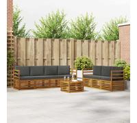 vidaXL Set divani 8 pcs Naturale e Antracite Legno di Acacia Massello