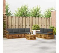 vidaXL Set divani 8 pcs Naturale e Antracite Legno di Acacia Massello
