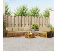 vidaXL Set divani 8 pcs Naturale e Beige Legno di Acacia Massello