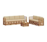 vidaXL Set divani 8 pcs Naturale e Beige Legno di Acacia Massello, Divano da giardino moderno, set sezionale per patio, mobili durevoli per terrazza, comfort e stile