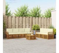 vidaXL Set divani 8 pcs Naturale e Crema Legno di Acacia Massello