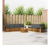 vidaXL Set divani 9 pcs Naturale e Antracite Legno di Acacia Massello, Divano da giardino, moderno e resistente, set sezionale per terrazzo e patio, comodo da usare