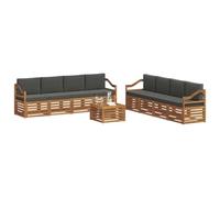 vidaXL Set divani 9 pcs Naturale e Antracite Legno di Acacia Massello, Divano da giardino, moderno e resistente, set sezionale per terrazzo e patio, comodo da usare
