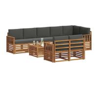 vidaXL Set divani 9 pcs Naturale e Antracite Legno di Acacia Massello, Set divano moderno da giardino, mobile sezionale resistente, lounge in acacia, seduta patio contemporanea, decor per esterni