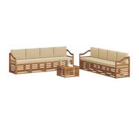 vidaXL Set divani 9 pcs Naturale e Beige Legno di Acacia Massello, Divano da giardino, moderno e resistente, set sezionale per terrazzo e patio, comodo da usare