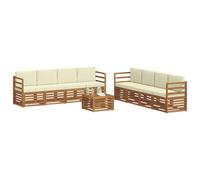 vidaXL Set divani 9 pcs Naturale e Crema Legno di Acacia Massello, Divano da giardino, moderno e resistente, set sezionale per terrazzo e patio, comodo da usare