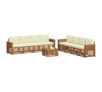 vidaXL Set divani 9 pcs Naturale e Crema Legno di Acacia Massello, Divano da giardino, moderno e resistente, set sezionale per terrazzo e patio, comodo da usare