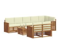 vidaXL Set divani 9 pcs Naturale e Crema Legno di Acacia Massello, Set divano moderno da giardino, mobile sezionale resistente, lounge in acacia, seduta patio contemporanea, decor per esterni