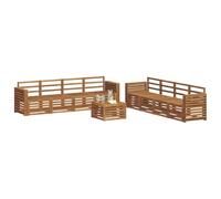 vidaXL Set divani 9 pcs Naturale Legno di Acacia Massello, Divano da giardino, moderno e resistente, set sezionale per terrazzo e patio, comodo da usare