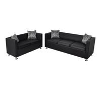 Vidaxl - Set Divani a 3 e a 2 Posti in Similpelle Nero 170 x 62,5 x 63 cm - SPEDIZIONE GRATUITA