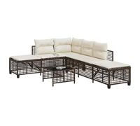 vidaXL Set Divani ad Angolo 3 pz con Cuscini in Polyrattan Marrone