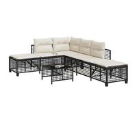 vidaXL Set Divani ad Angolo 3 pz con Cuscini in Polyrattan Nero