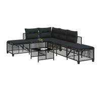 vidaXL Set Divani ad Angolo 3 pz con Cuscini in Polyrattan Nero