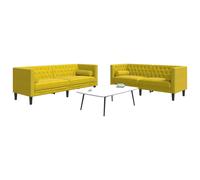 vidaXL Set Divani Chesterfield 2pz con Cuscini Giallo Velluto