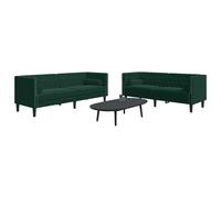 vidaXL Set Divani Chesterfield 2pz con Cuscini Verde Scuro Velluto