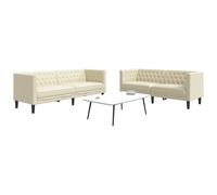 vidaXL Set Divani Chesterfield 2pz Crema in Similpelle