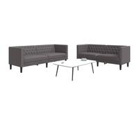 vidaXL Set Divani Chesterfield 2pz Grigio in Similpelle