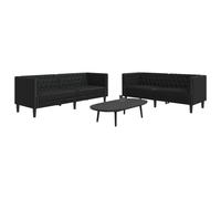 vidaXL Set Divani Chesterfield 2pz Nero in Similpelle
