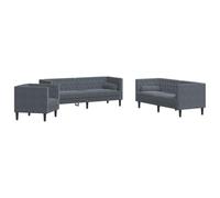 vidaXL Set Divani Chesterfield 3pz con Cuscini Grigio Scuro Velluto, Divano, Seduta, Divano Relax, Divano Comfort, Divano TV, Divano Rilassante